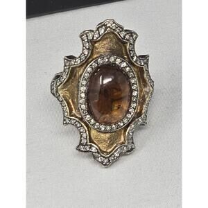 Signed Sevan Biçakçi 24k Gold Silver Diamond Intaglio Ring